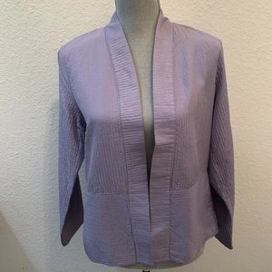 Eileen Fisher purple silk open jacket blazer medium petite MP PM RARE GORGEOUS